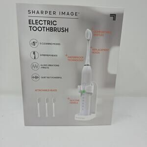 Sharper Image Electric Rechargeable Toothbrush Set White 5 Modes Timer Travel